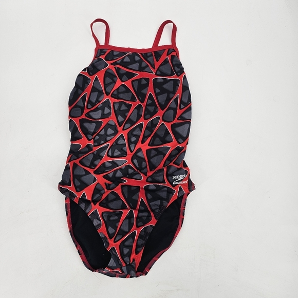 Speedo Endurance Red Black Racerback Competition swimsuit size 12/32 - Picture 3 of 11